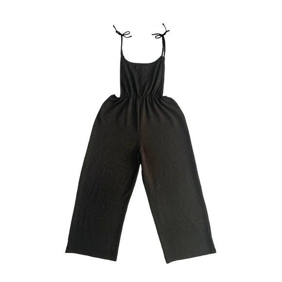 SPEECHLESS Junior's Stretch Wide Leg Cropped Jumpsuit Black Size M - Picture 3 of 9